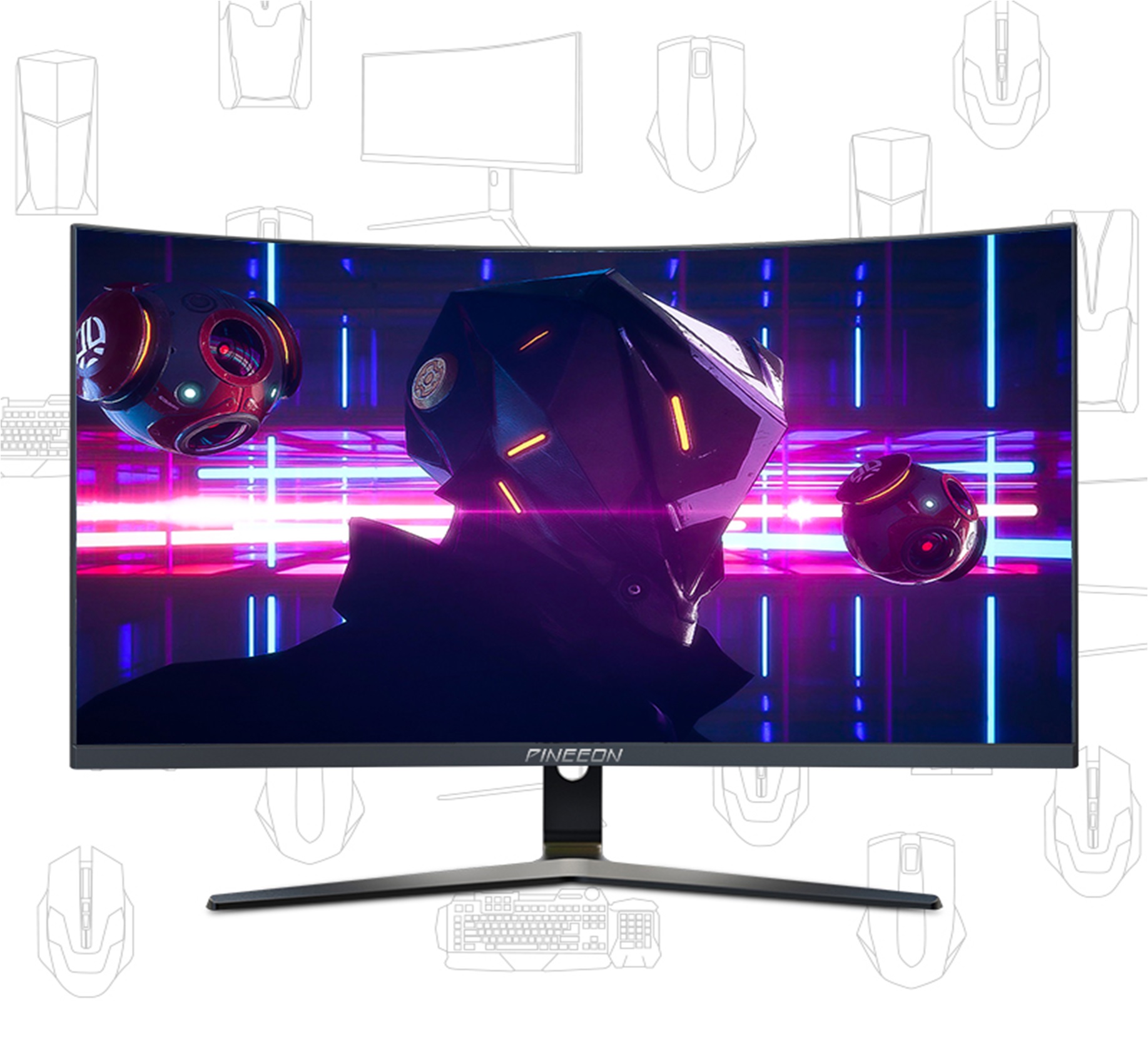 H328QY 32" VA Curved Screen 2K Gaming Monitor DP+HDMI+USB+Audio